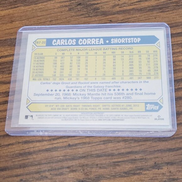 2022 Series 1 1987 Baseball #T87-31 Carlos Correa - Houston Astros - Picture 3 of 3